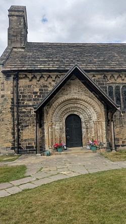 Adel church showing famous doorway