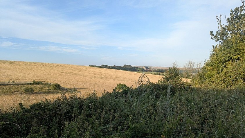 The view to Lancing College and Chapel greets you at the north end of The North Lancing Bridleway