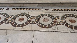 Victorian Cosmati-style marble pavement on the steps to the High Alter at Durham Cathedral